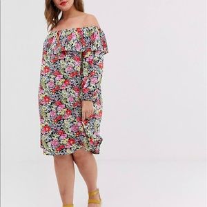 Glamorous Curve bardot dress in vintage floral, sz US 22